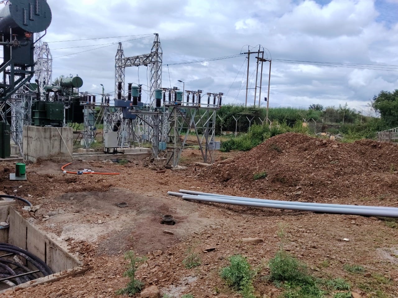 Electrical-yard civil works and cable-route preparation