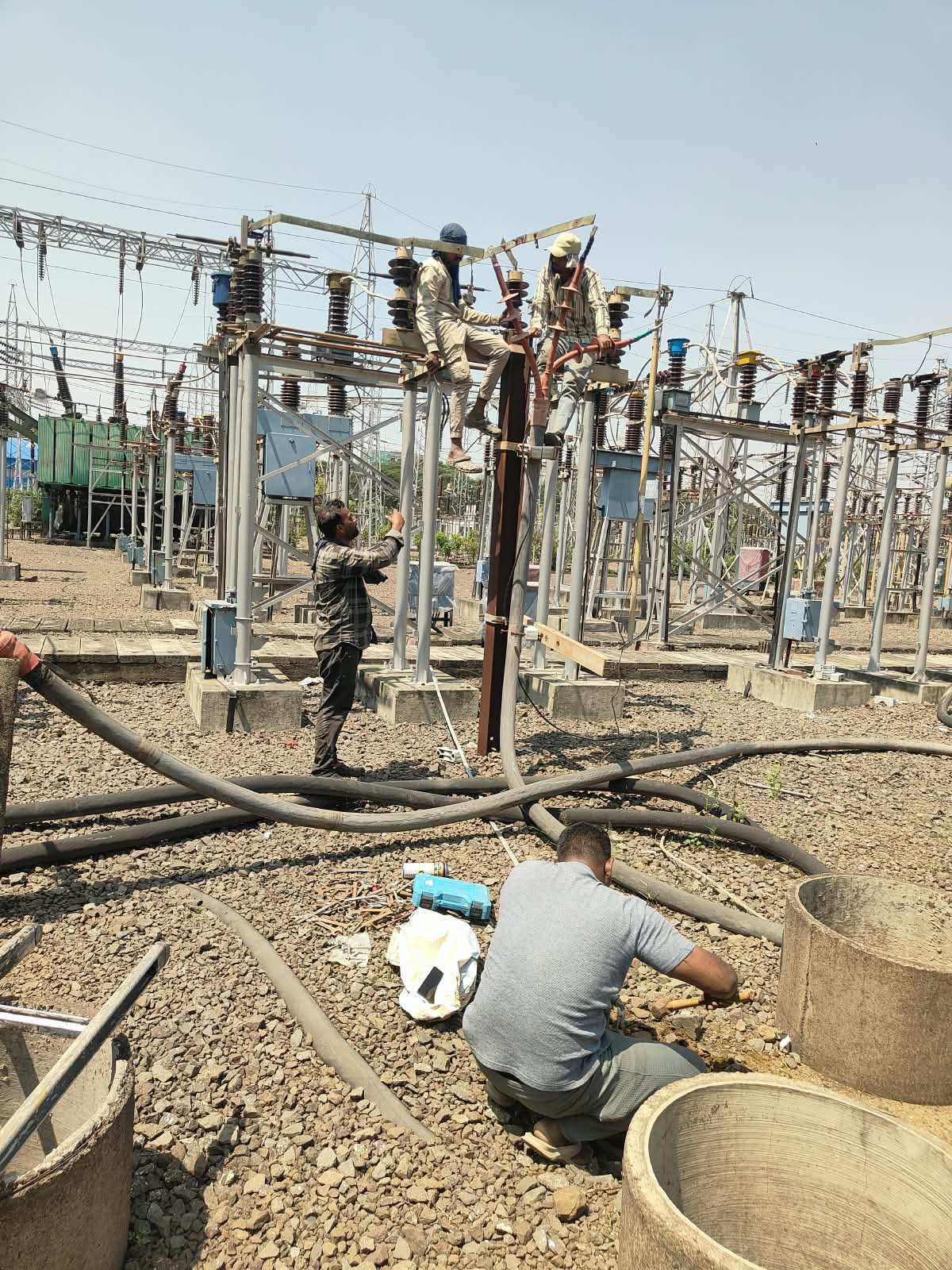 Outdoor electrical-equipment installation and cable work